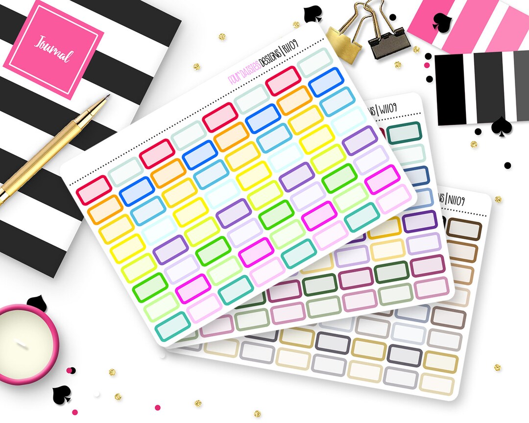 Custom Color Mini Box Stickers for Erin Condren Life Planner, Plum ...