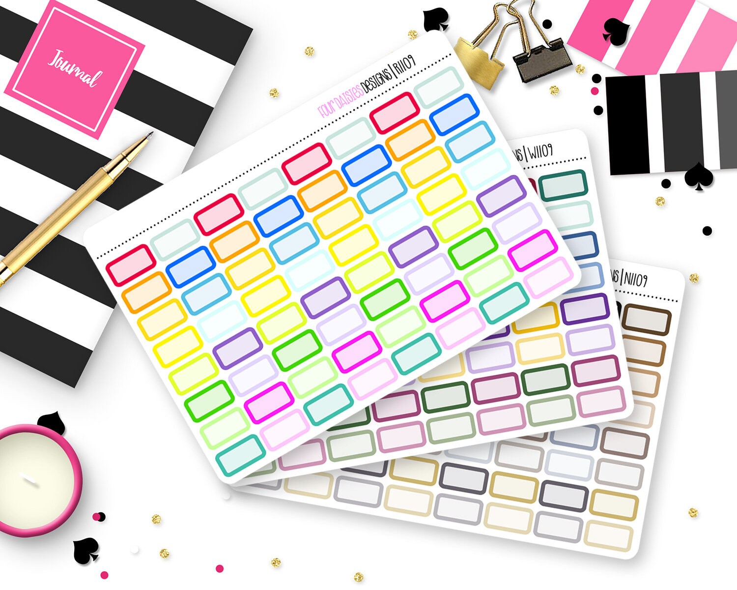 Custom Color Mini Box Stickers for Erin Condren Life Planner, Plum ...