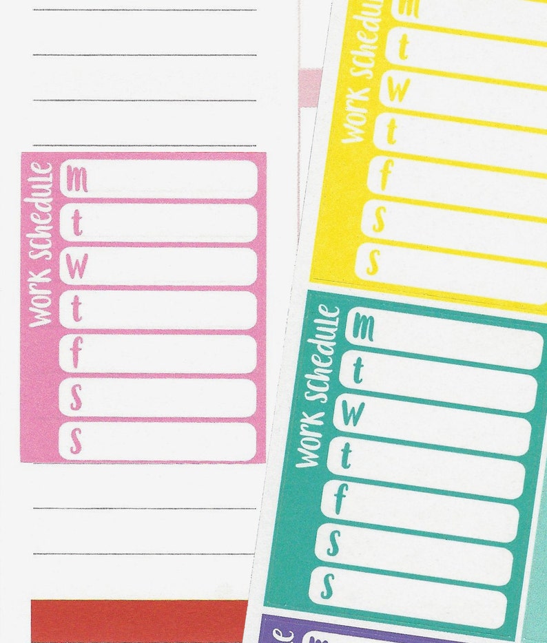 16 Work Schedule Sidebar Trackers for Erin Condren Life Planner, Plum Paper or Mambi Happy Planners 5009 image 4