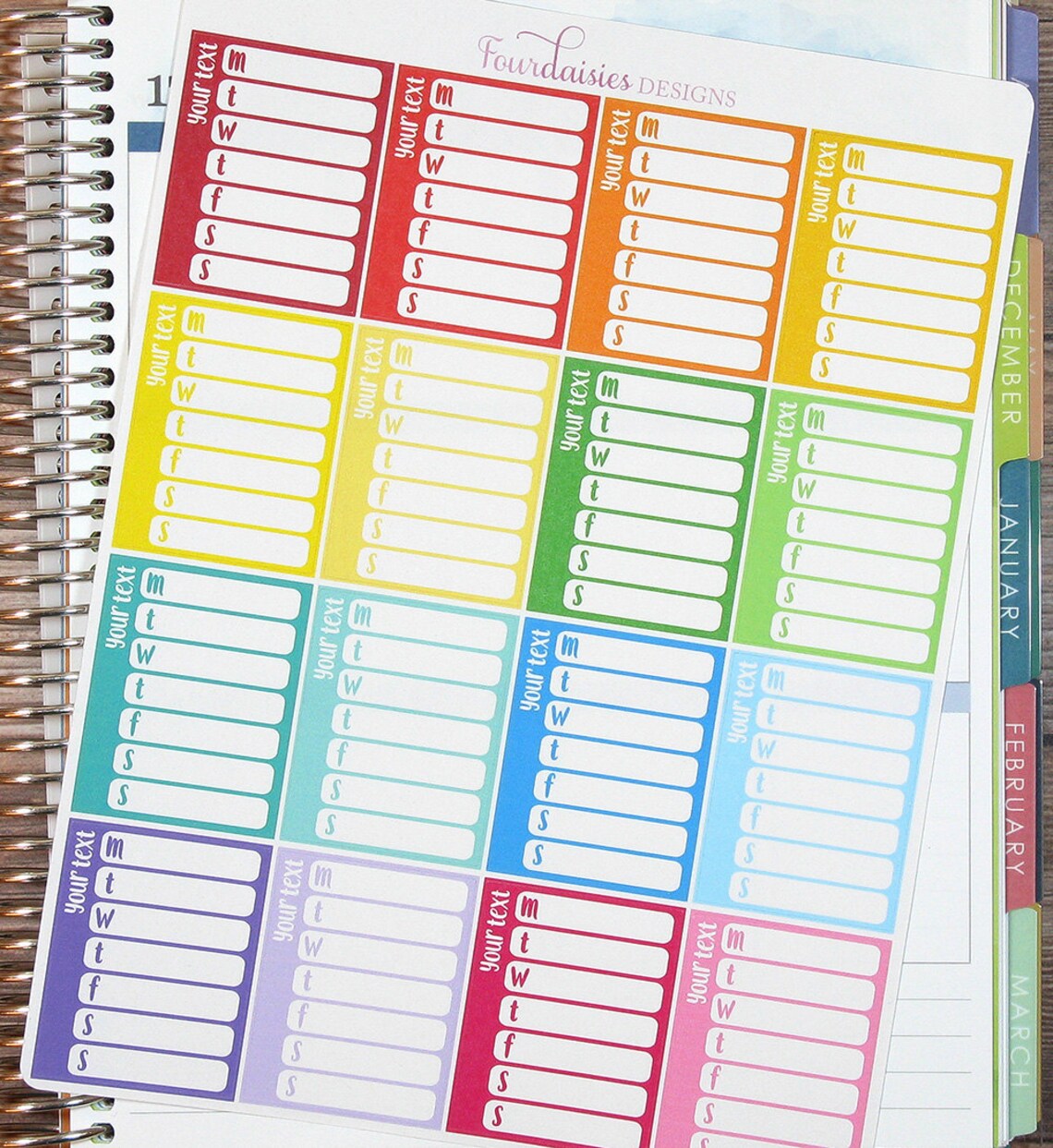 Custom Text/color Sidebar Tracker Stickers for Erin Condren Life ...