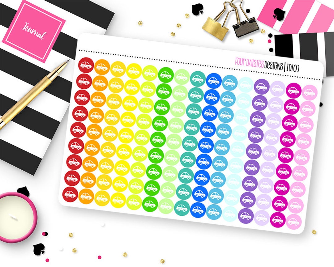 135 Car Icon Dot Planner Stickers for Erin Condren Life Planner, Plum ...