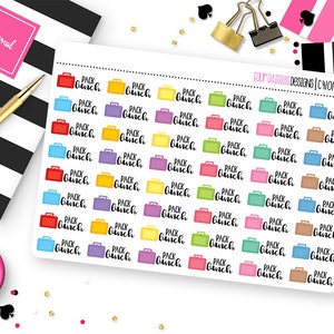 48 Pack Lunch Planner Stickers for Erin Condren Life Planner, Plum Paper or Mambi Happy Planner || C4101