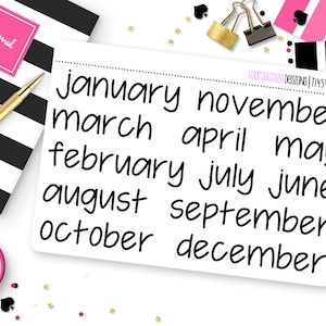 12 Extra Large Months Text in JenPlans Font Planner Stickers for Erin Condren Life Planner, Plum Paper or Mambi Happy Planner || T1454