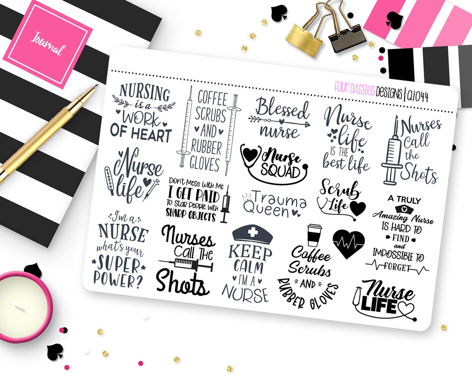 Nurses Quotes Planner Stickers for Erin Condren Life Planner, Plum ...
