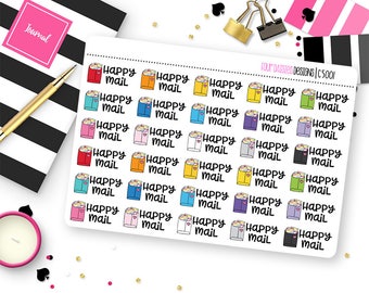 30 Happy Mail Planner Stickers for Erin Condren Life Planner, Plum Paper, or Mambi Happy Planner || C5001
