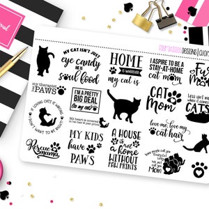 Cat Mom Quotes Planner Stickers for Erin Condren Life Planner, Plum ...
