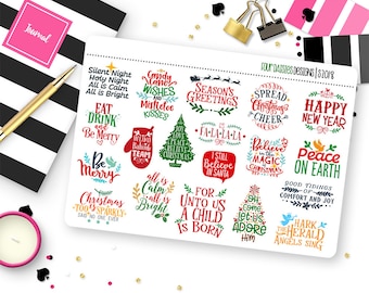 Christmas Quote Planner Stickers for Erin Condren Life Planner, Plum Paper or Mambi Happy Planner || S2018