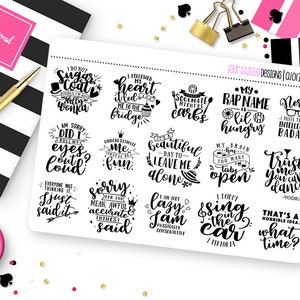 Funny Snarky Quotes Planner Stickers for Erin Condren Life Planner, Plum Paper or Mambi Happy Planner || Q1012