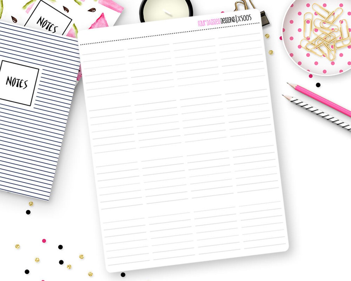 16 Lined Full Box Stickers for Erin Condren Life Planner, Plum Paper or ...
