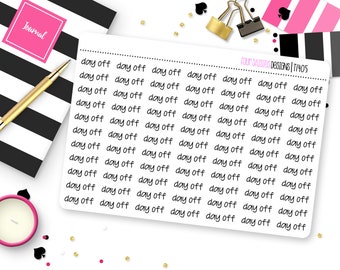 77 Day Off Text in JenPlans Font Planner Stickers for Erin Condren Life Planner, Plum Paper or Mambi Happy Planner || T1405