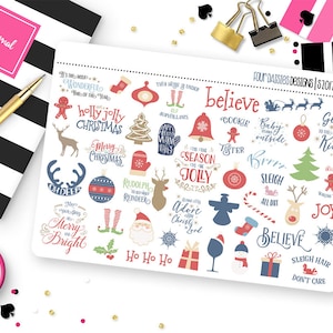 Holly Jolly Planner Stickers for Erin Condren Life Planner, Plum Paper or Mambi Happy Planner || S2012