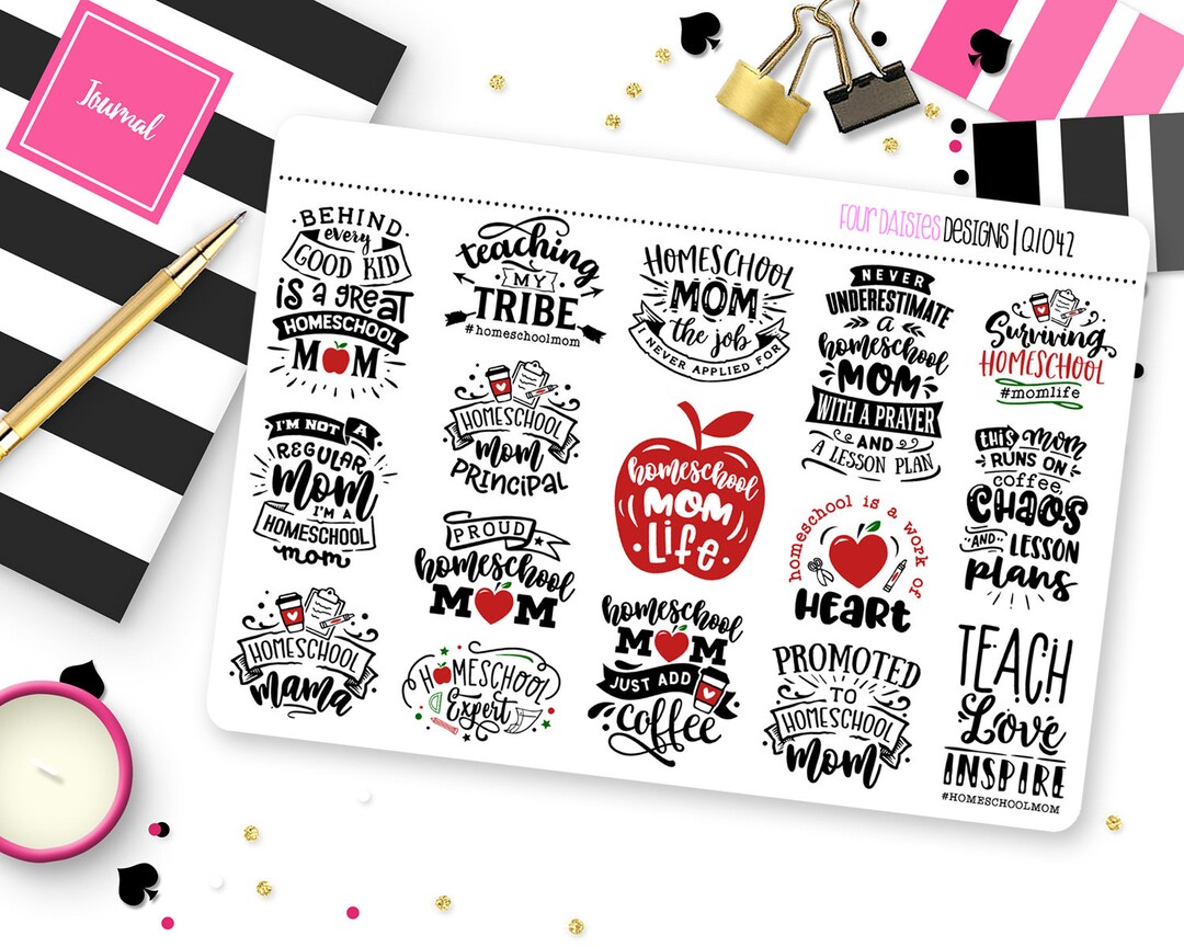 Homeschool Mom Quotes Planner Stickers for Erin Condren Life Planner ...