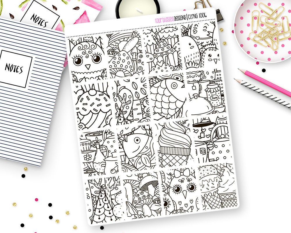 16 Coloring Box Planner Stickers for Erin Condren Life Planner, Plum ...