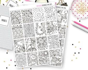 16 Coloring Box Planner Stickers for Erin Condren Life Planner, Plum Paper or Mambi Happy Planners