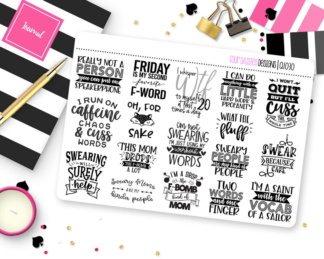 Sweary Quotes Planner Stickers for Erin Condren Life Planner, Plum ...