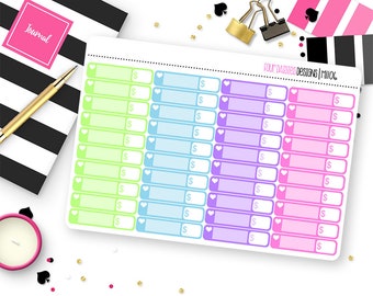 Custom Color Monthly Budget Tracker Stickers for Erin Condren Life Planner, Plum Paper or Mambi Happy Planners || M1106