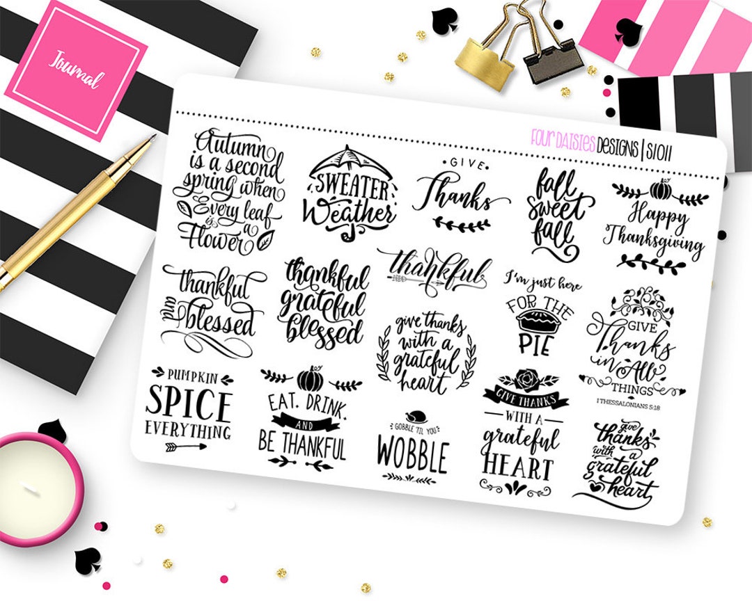 Fall/thanksgiving Quotes Planner Stickers for Erin Condren Life Planner ...