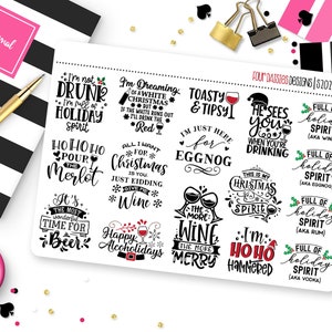 Tipsy Christmas Quote Planner Stickers for Erin Condren Life Planner, Plum Paper or Mambi Happy Planner || S2024