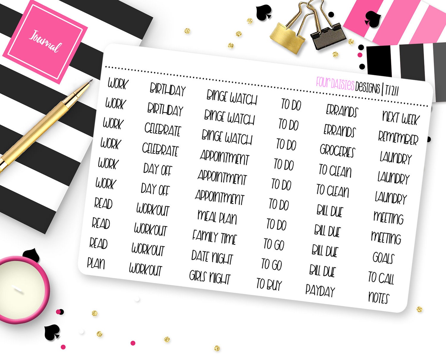 Weekly Sampler Script Planner Stickers for Erin Condren Life Planner ...