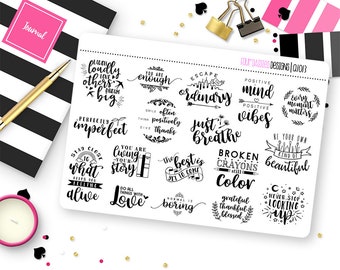 Inspirational Quotes Planner Stickers for Erin Condren Life Planner, Plum Paper or Mambi Happy Planner || Q1013