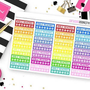 28 Bible Reading Habit Tracker Planner Stickers for Erin Condren Life Planner, Plum Paper, or Mambi Happy Planner || R1415