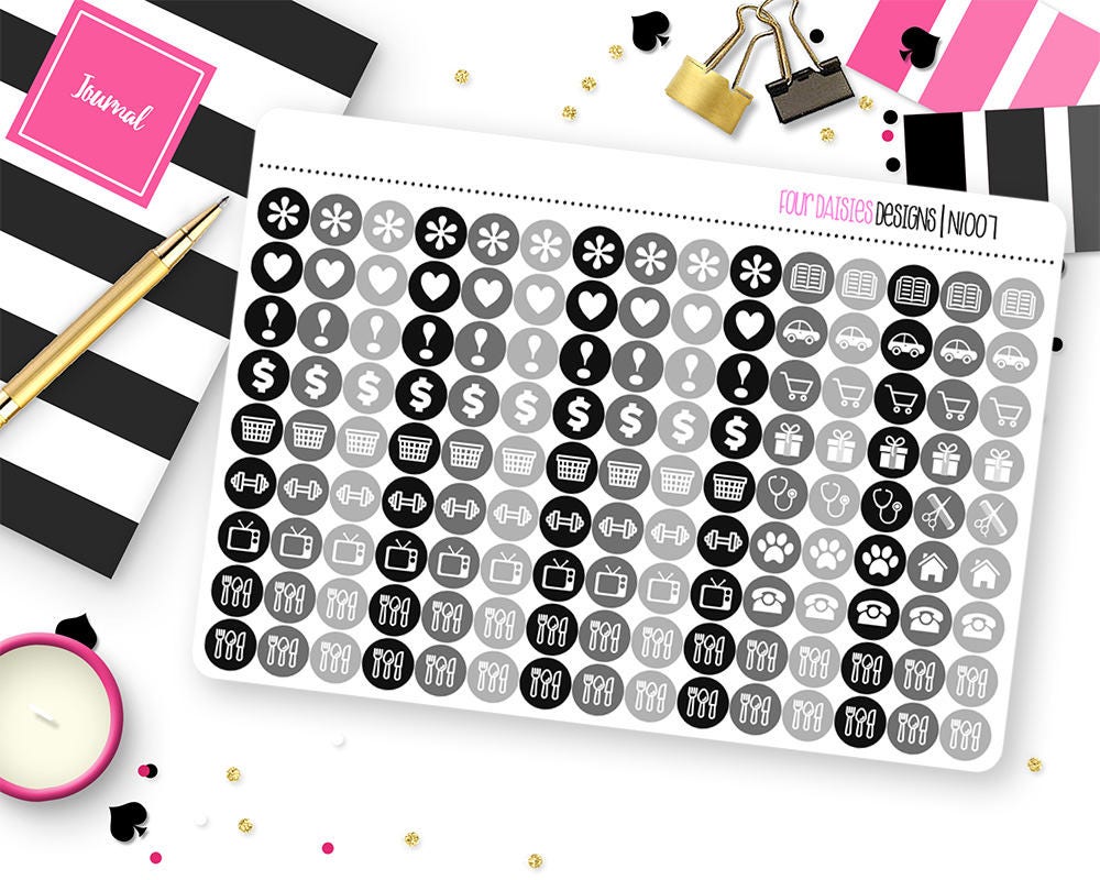 135 Neutral Icon Dot Planner Stickers for Erin Condren Life Planner ...