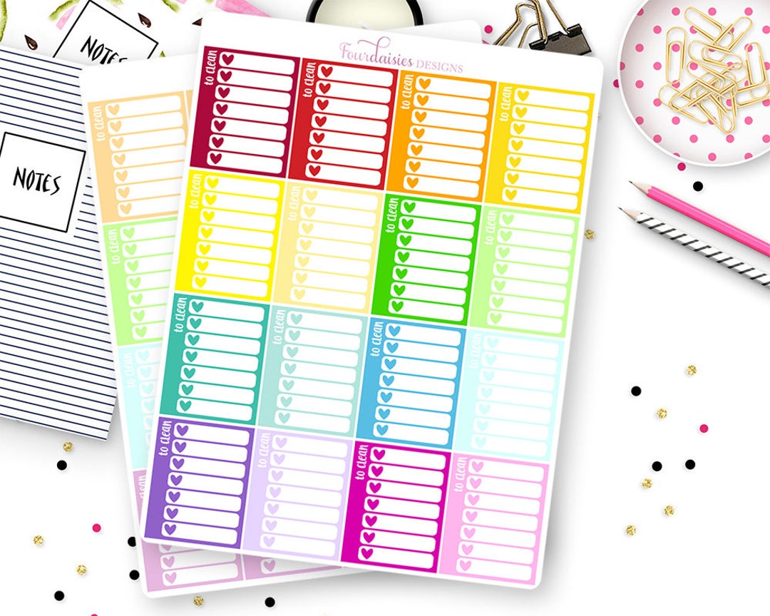 16 to Clean Checklist Sidebar Stickers for Erin Condren Life Planner ...