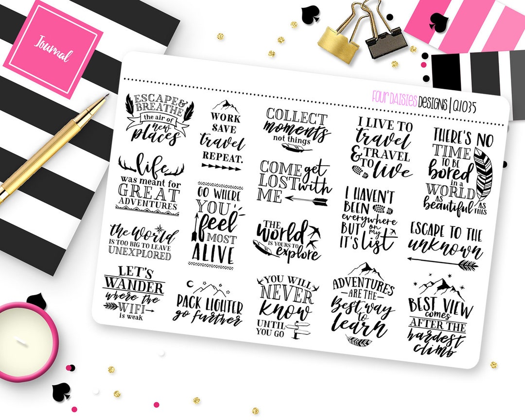Travel/adventure Quotes Planner Stickers for Erin Condren Life Planner ...