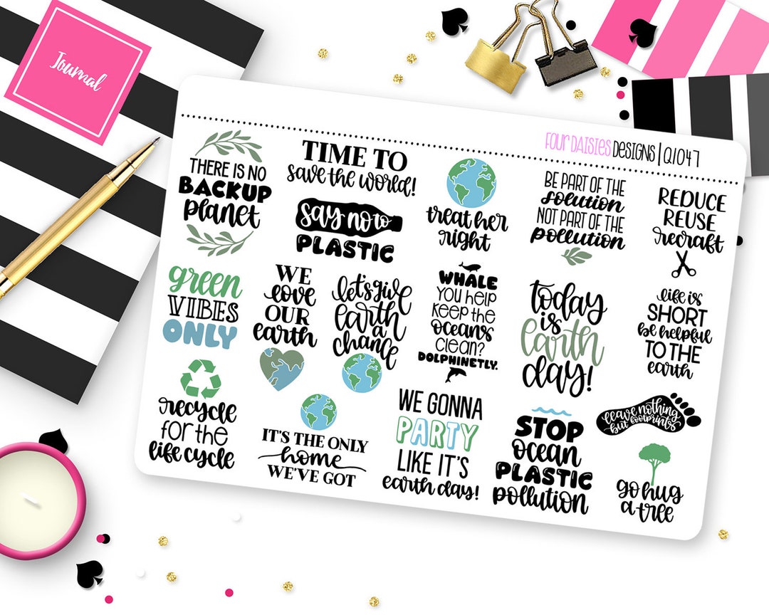 Environment Earth Day Planner Stickers for Erin Condren Life Planner ...