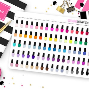 80 Nail Polish Bottle Stickers for Erin Condren Life Planner, Plum Paper or Mambi Happy Planners || I1007