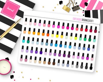 80 Nail Polish Bottle Stickers for Erin Condren Life Planner, Plum Paper or Mambi Happy Planners || I1007