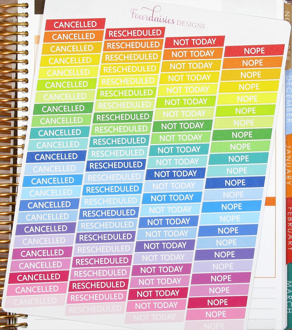 Custom Color Cancelled Stickers for Erin Condren Life Planner, Plum ...