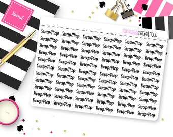 66 Sweep/Mop Cleaning Planner Stickers for Erin Condren Life Planner, Plum Paper or Mambi Happy Planners || T1006