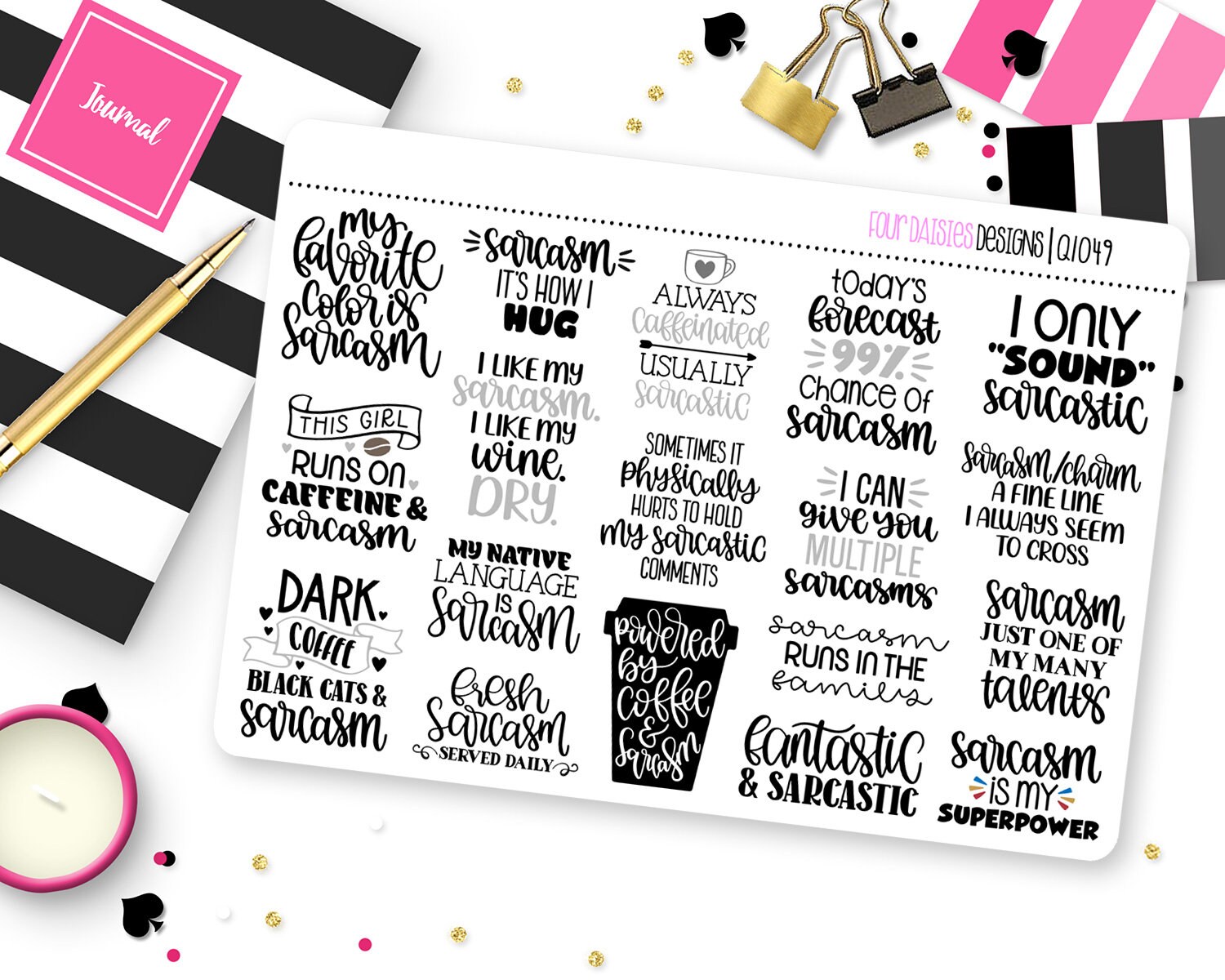 Sarcasm Quotes 2 Planner Stickers for Erin Condren Life Planner, Plum ...
