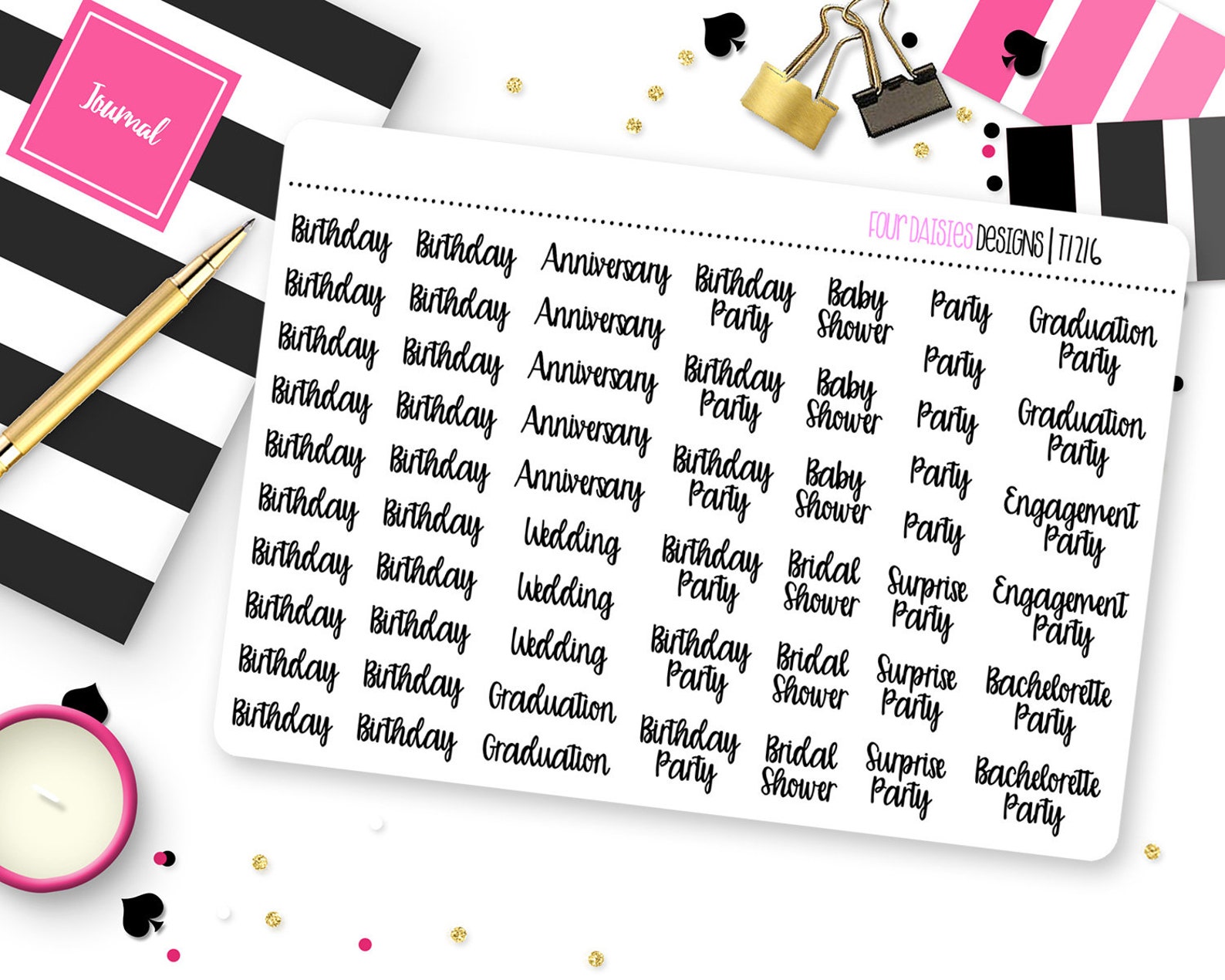 Celebration Sampler Script Planner Stickers for Erin Condren Life ...