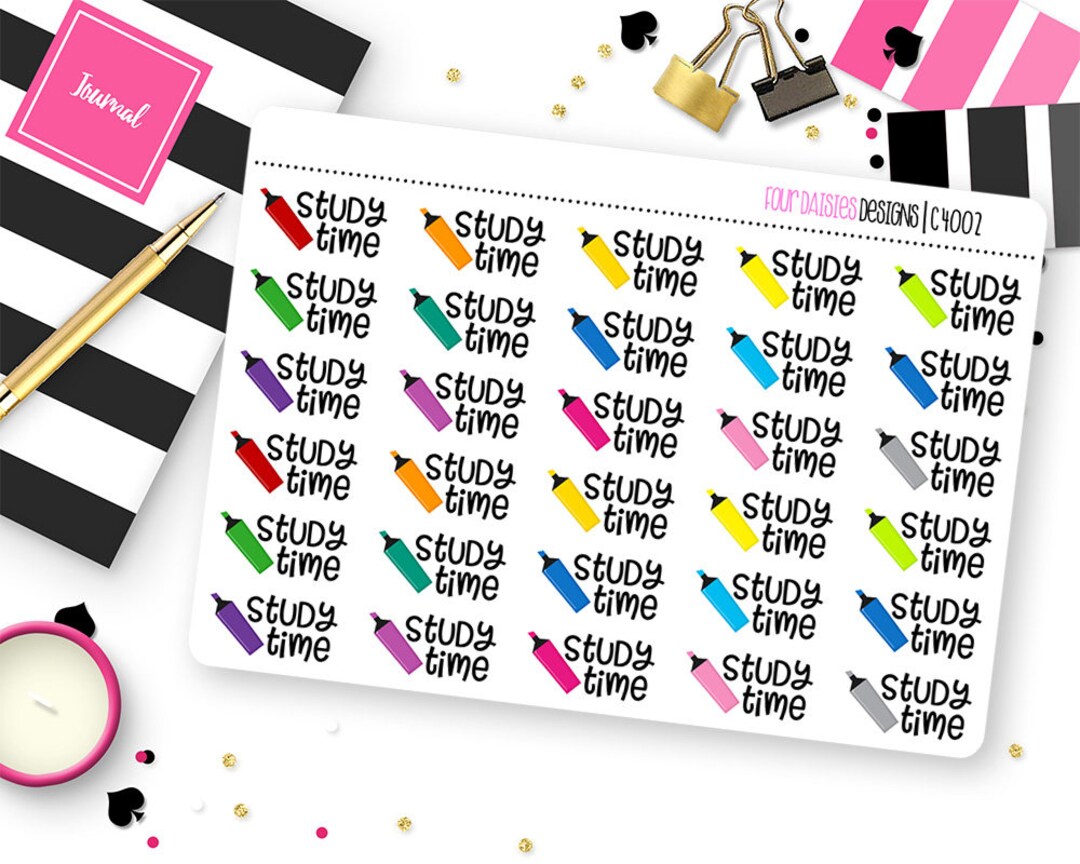 30 Study Time Planner Stickers for Erin Condren Life Planner, Plum ...