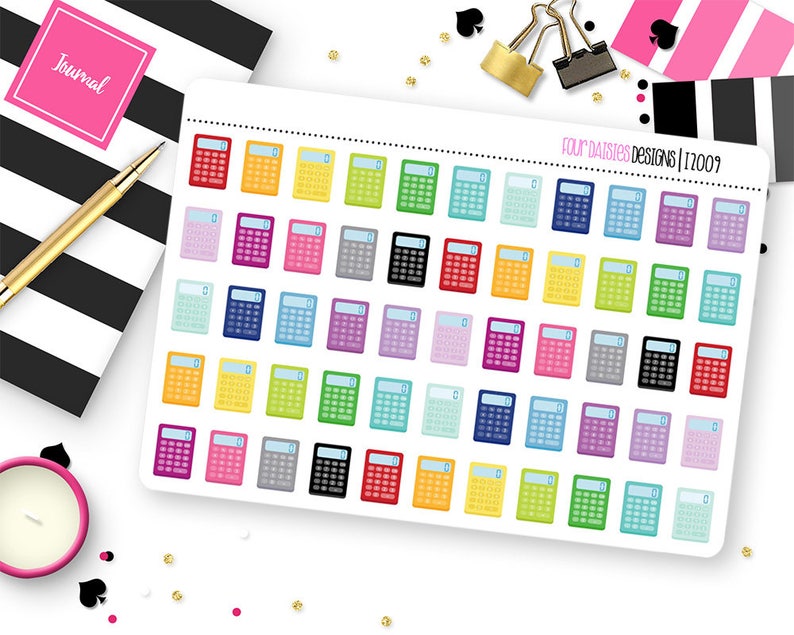 55 Calculator Planner Stickers for Erin Condren Life Planner, Plum ...
