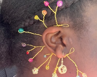 Wire wrapped ear cuff piece, unique Christmas gift, Handmade unique jewelry, Wire earcuff, festival earring ear cuff, Black Woman Owned
