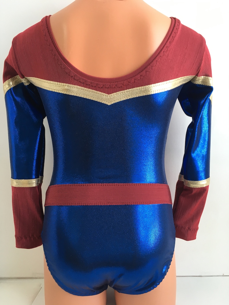 Girls 4-16 XL Gymnastics Leotard 3T Captain Marvel Themed Long Sleeve Leotard Size 2T Dance Leotard Adult XS