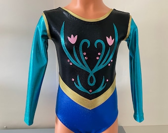 Anna Frozen Long Sleeve Leotard - Gymnastics Leotard - Dance Leotard - Bling - Sizes: 2T, 3T, Girls 4 - 16, Adult XS - XL