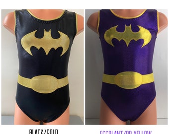 Super Heroine Leotardo - Combinaciones de 2 colores - Leotardo de gimnasia - Leotardo de baile - Talla 2T, 3T, Niñas 4 - 16, Adulto XS - XL