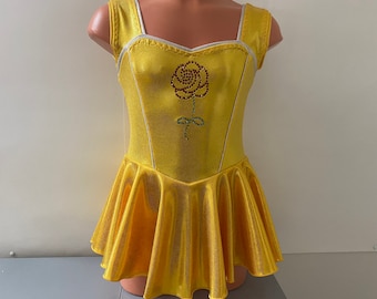 Malla de Princesa Bella con falda adjunta para patinaje, gimnasia o baile - Tallas: 2T, 3T, Niñas 4-16, Adultos XS-XL