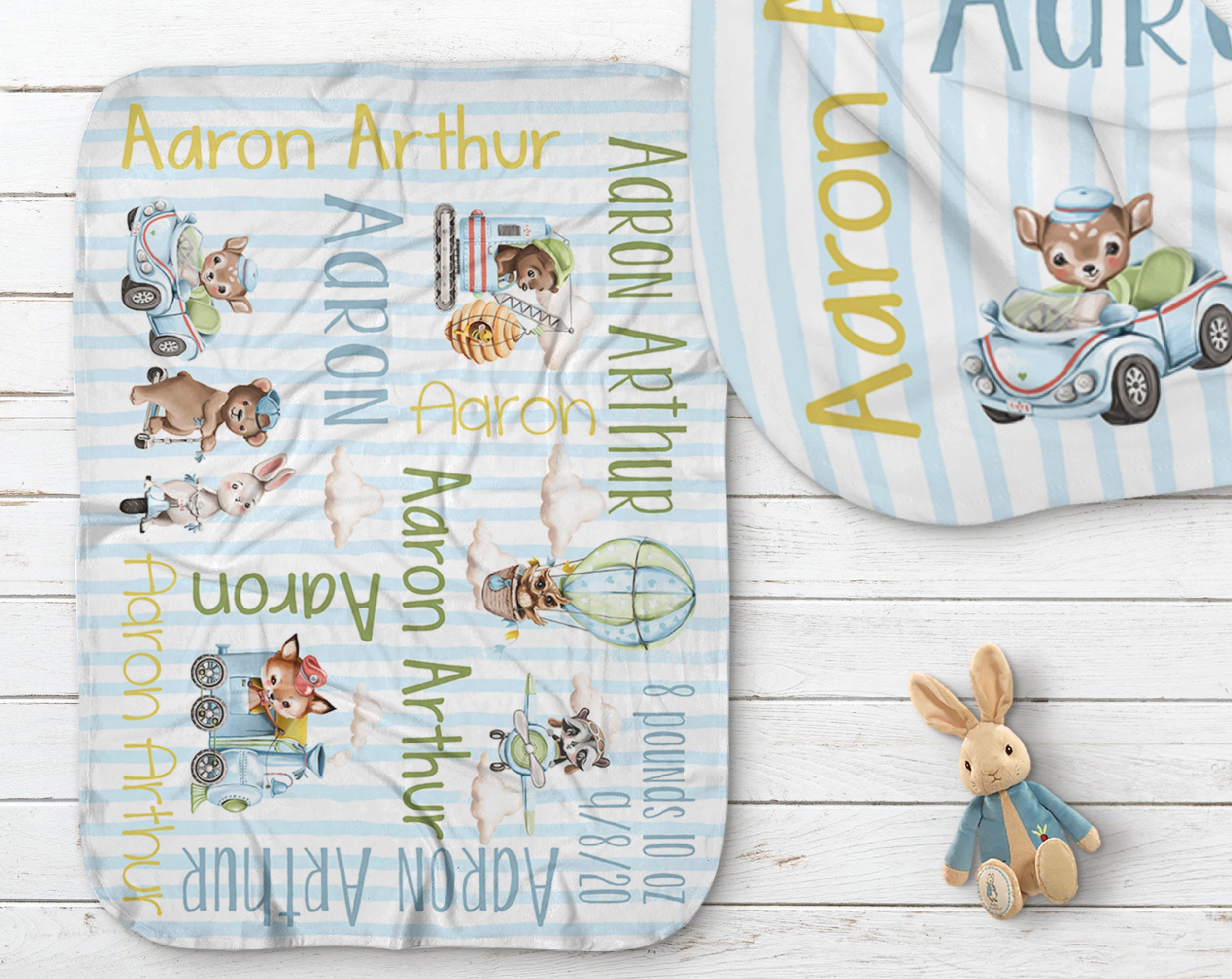 Birth Announcement Blanket Personalized Baby Boy Blanket Etsy