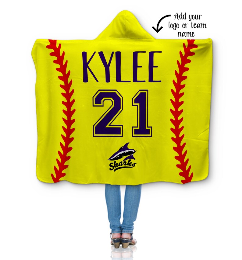Hooded Sherpa Softball Blanket Personalized Softball Blanket Etsy