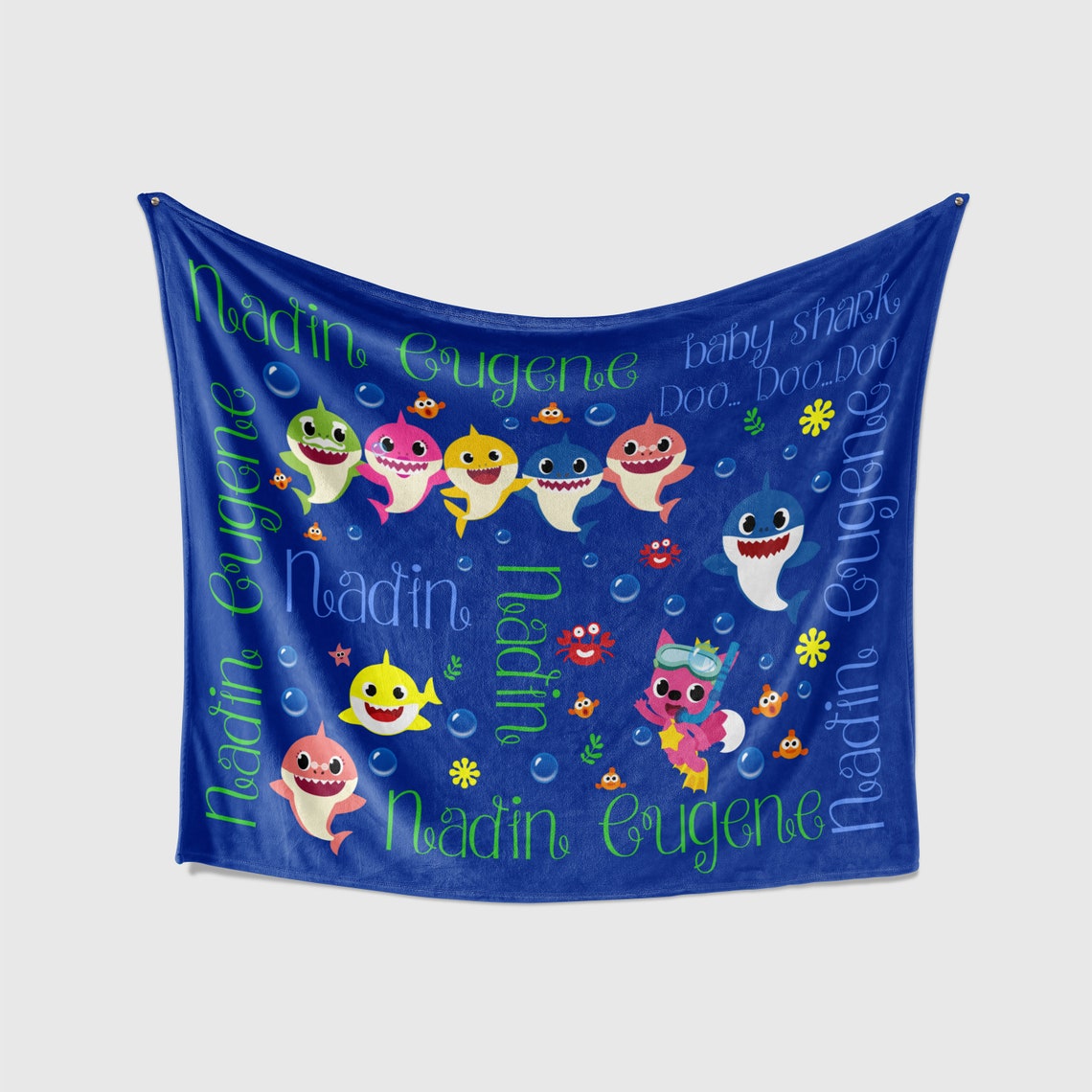 Baby Shark Blanket Personalized Baby Blanket Personalized Etsy