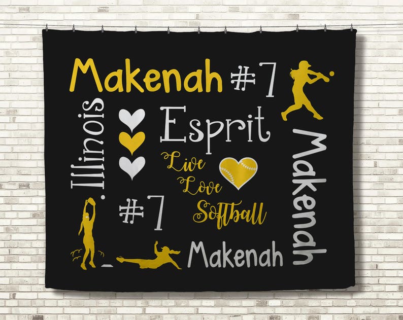 Gift for Girls Personalized Softball Blanket Sports Gift Custom Blanket Softball Blanket Personalized Blanket Team Spirit Blanket