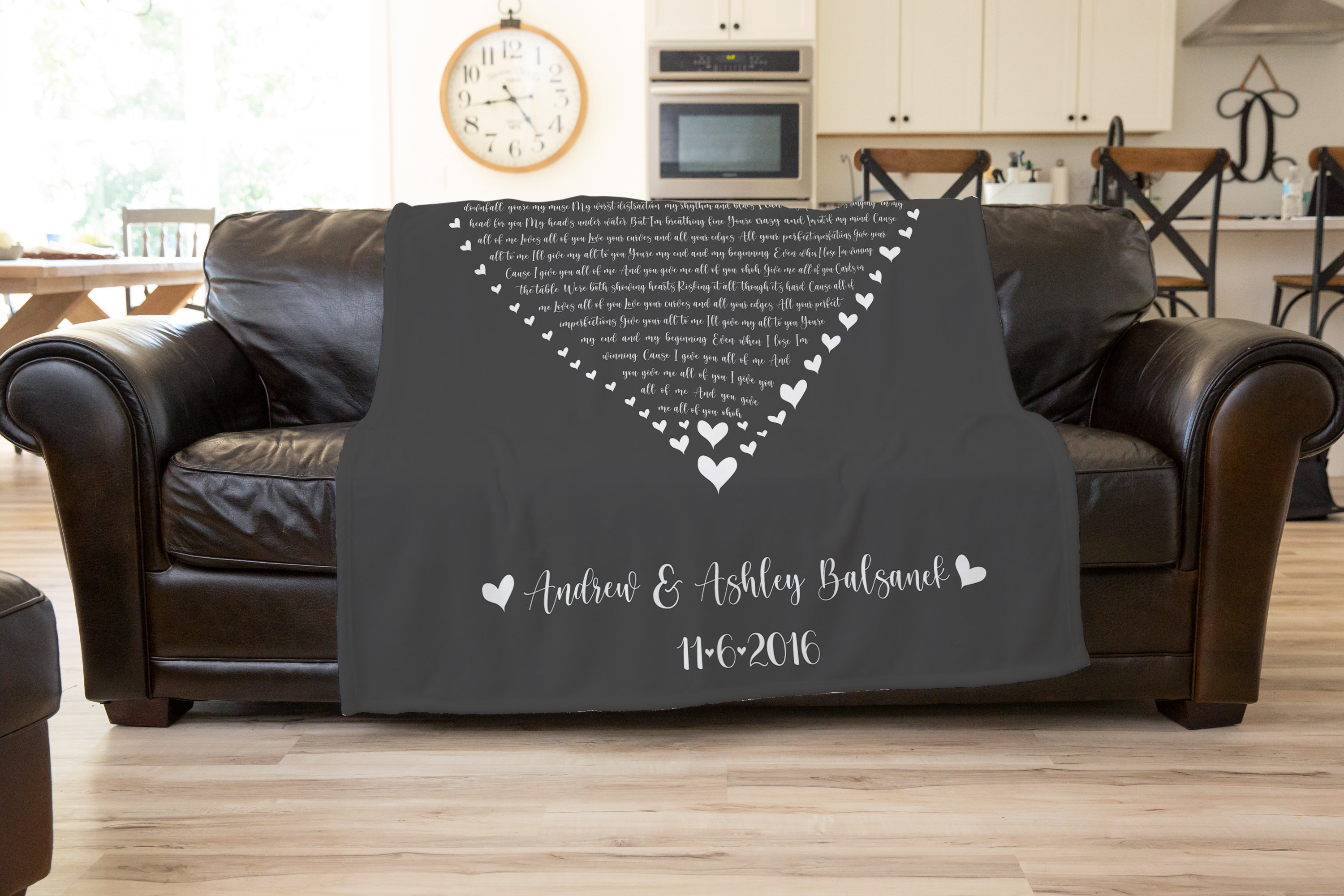 Custom Song Lyric Blanket Music Lyric Heart Blanket Etsy