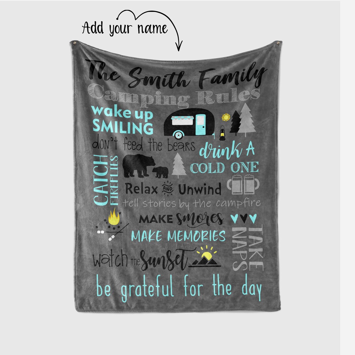 Custom Camping Blanket Personalized Blanket Camping Rules Etsy