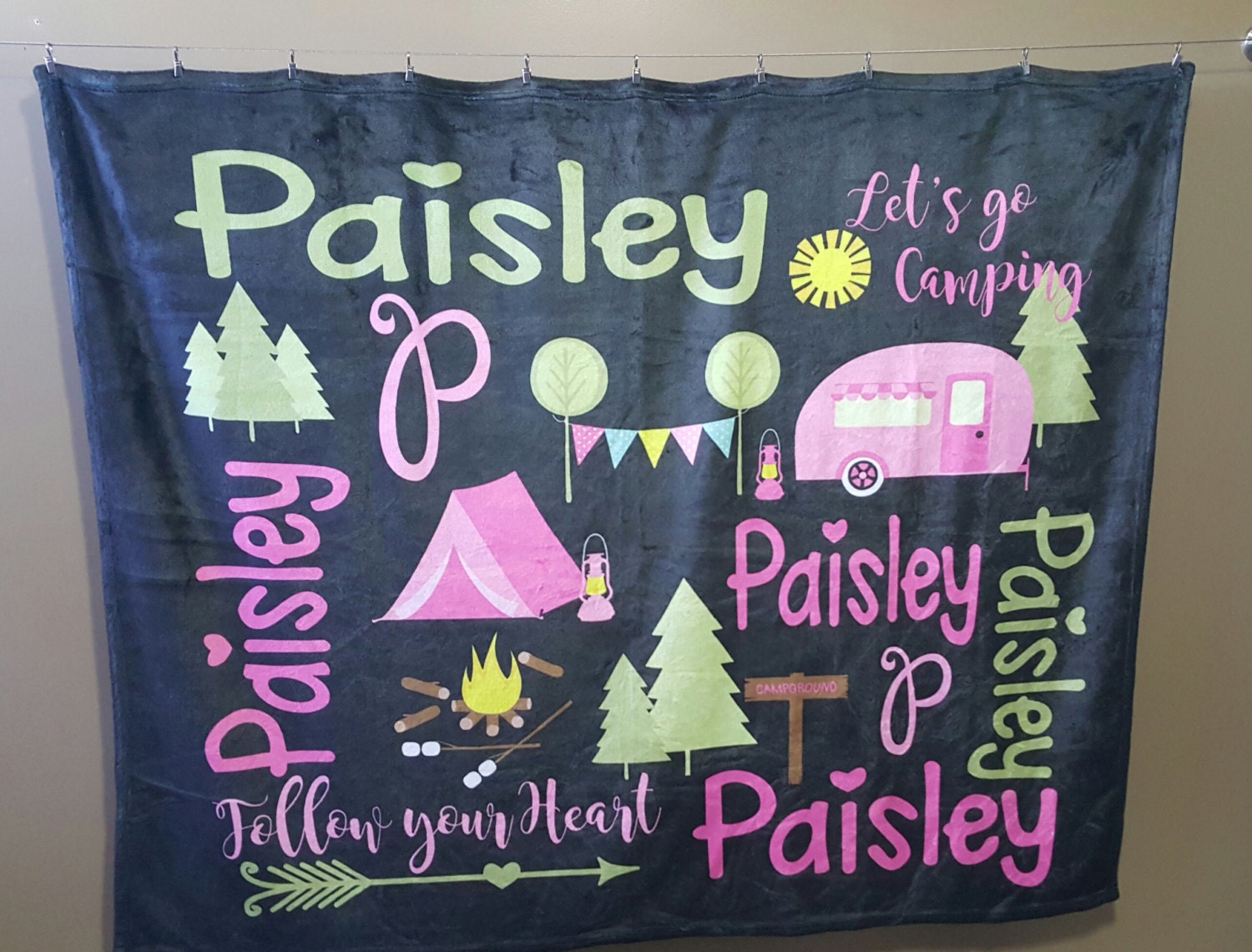 Personalized Camping Blanket Monogrammed Blanket Birthday Etsy