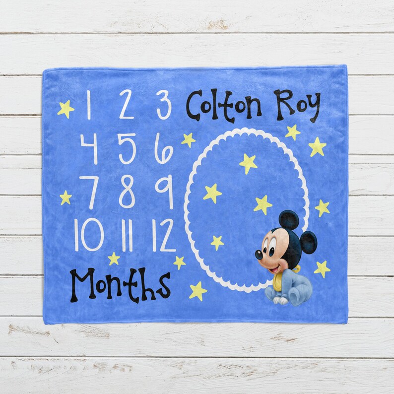 Baby Mickey Mouse Milestone Blanket Milestone Blanket Month Etsy